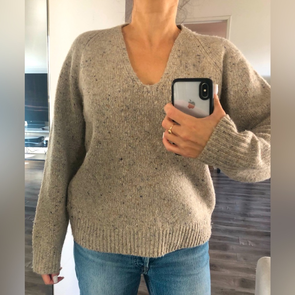 Cream Beige Vince Sweater V Neck Wool Alpaca Small